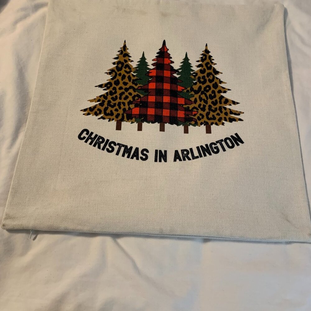 CHRISTMAS IN ARLINGTON  PILLOW COVER  19" SQ.  NWOT
